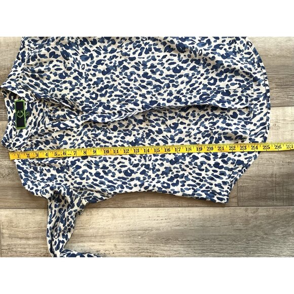 C Wonder Silk Shirt XS‎ Blue And White Cheetah Print Button Cuff - Picture 11 of 12